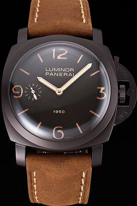 Panerai Luminor 1950 Dark Brown Dial And Case Brown Leather Strap new123414
