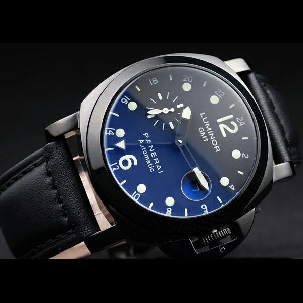 Panerai Luminor Black Ionized Stainless Steel Case Black Dial Black Leather Strap new58168