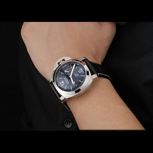 Panerai Luminor Brushed Stainless Steel Case Black Dial Black Leather Strap new58209