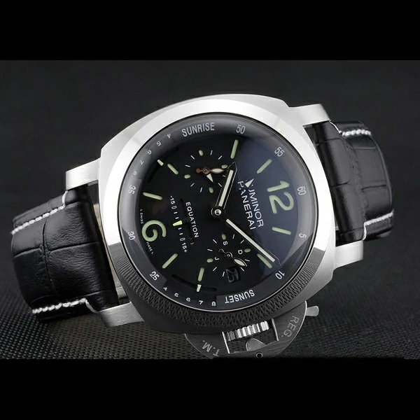 Panerai Luminor Brushed Stainless Steel Case Black Dial Black Leather Strap new58209