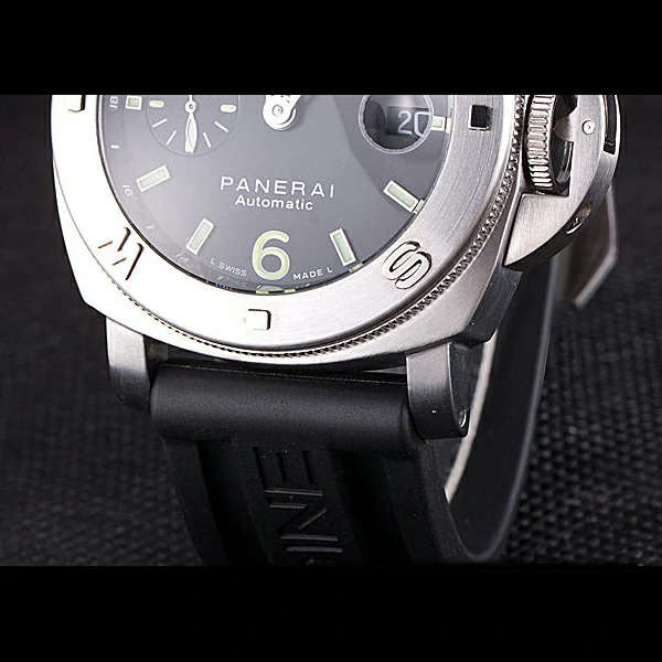 Panerai Luminor Brushed Stainless Steel Case Black Dial Black Rubber Strap new58217