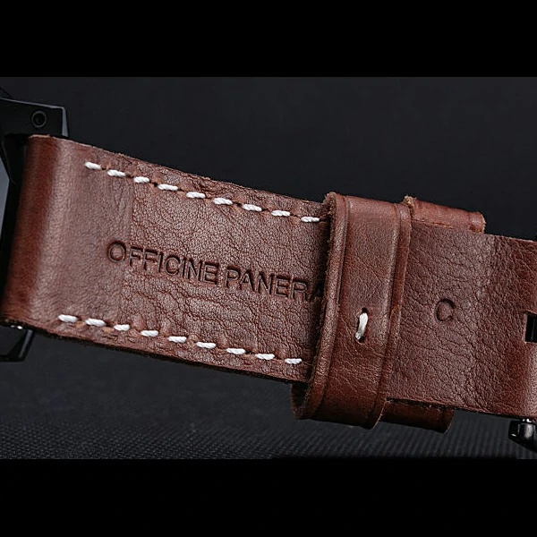 Panerai Luminor Equation Ion Plated Stainless Steel Bezel Brown Leather Bracelet new60212