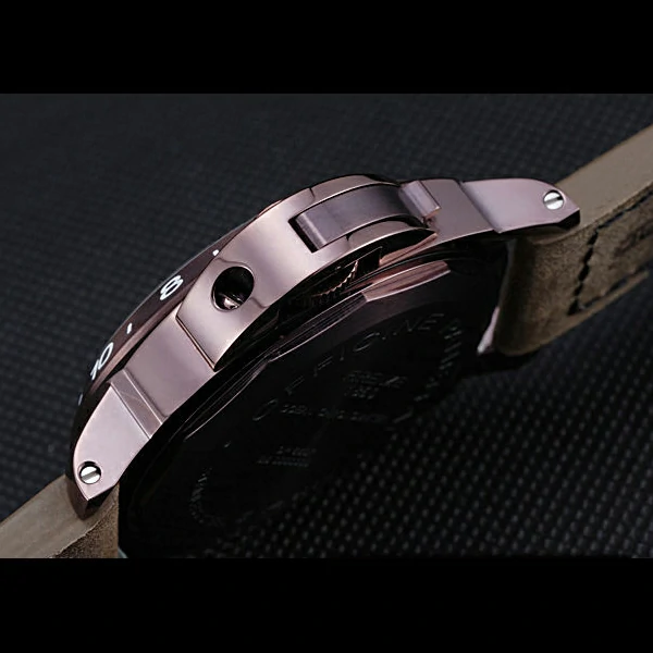 Panerai Luminor GMT Purple Stainless Steel Bezel Khaki Leather Bracelet new60204