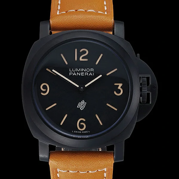 Panerai Luminor Ion Plated Stainless Steel Bezel Orange Leather Bracelet new60205