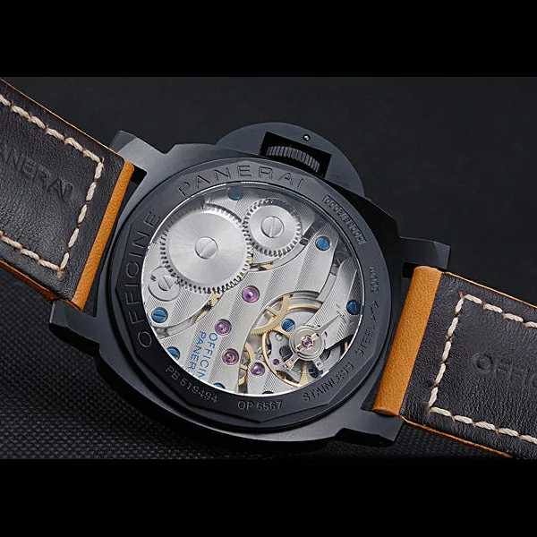 Panerai Luminor Ion Plated Stainless Steel Bezel Orange Leather Bracelet new60205