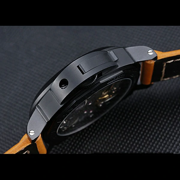 Panerai Luminor Ion Plated Stainless Steel Bezel Orange Leather Bracelet new60205