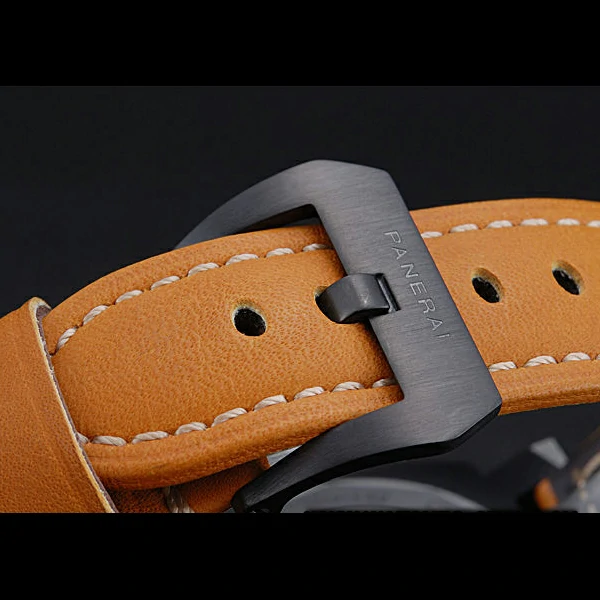 Panerai Luminor Ion Plated Stainless Steel Bezel Orange Leather Bracelet new60205