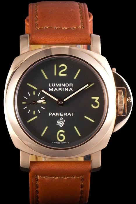 Panerai Luminor Marina Black Dial Brown Leather Bracelet new10231