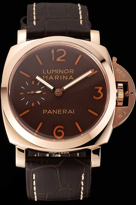 Panerai Luminor Marina Brown Dial Rose Gold Case Brown Leather Strap new123948