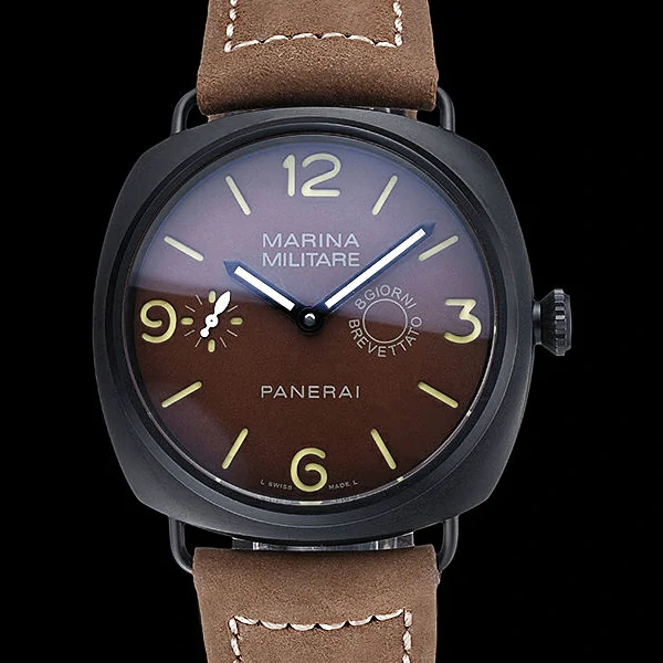 Panerai Luminor Marina Militare Ion Plated Stainless Steel Bezel Khaki Bracelet new60215