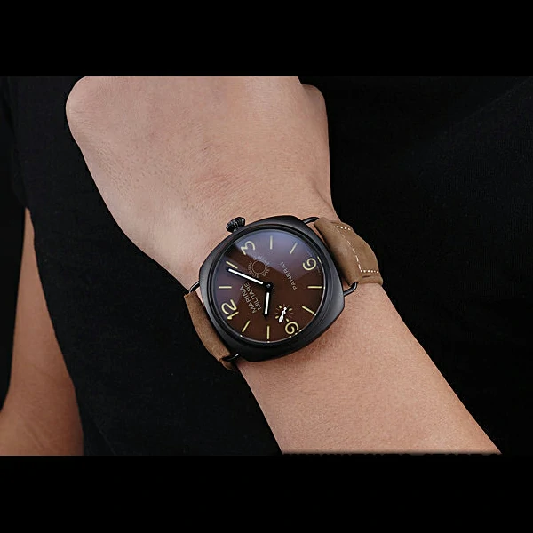 Panerai Luminor Marina Militare Ion Plated Stainless Steel Bezel Khaki Bracelet new60215