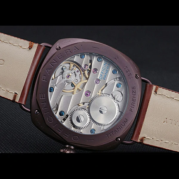 Panerai Luminor Marina Militare Purple Stainless Steel Bezel Brown Bracelet new60217