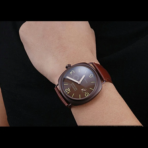 Panerai Luminor Marina Militare Purple Stainless Steel Bezel Brown Bracelet new60217