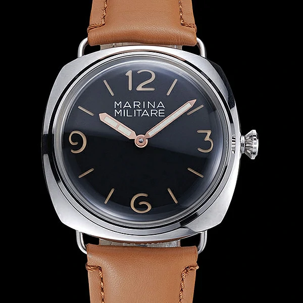 Panerai Luminor Marina Militare Stainless Steel Bezel Tan Bracelet new60222
