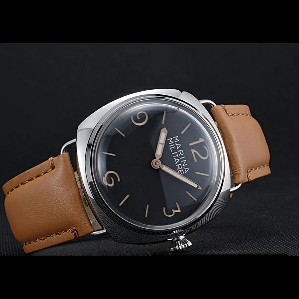Panerai Luminor Marina Militare Stainless Steel Bezel Tan Bracelet new60222