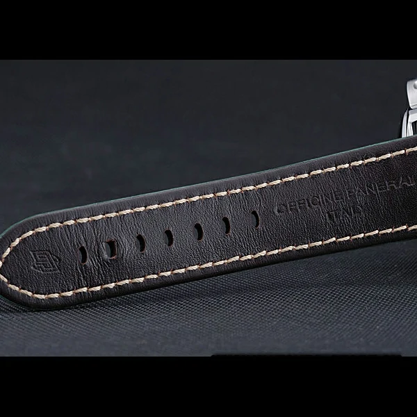 Panerai Luminor Marina Polished Stainless Steel Bezel Green Leather Bracelet new60206