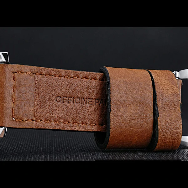 Panerai Luminor Marina Stainless Steel Bezel Brown Leather Bracelet new60209