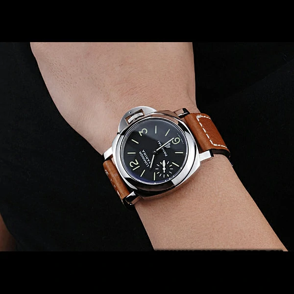 Panerai Luminor Marina Stainless Steel Bezel Brown Leather Bracelet new60209