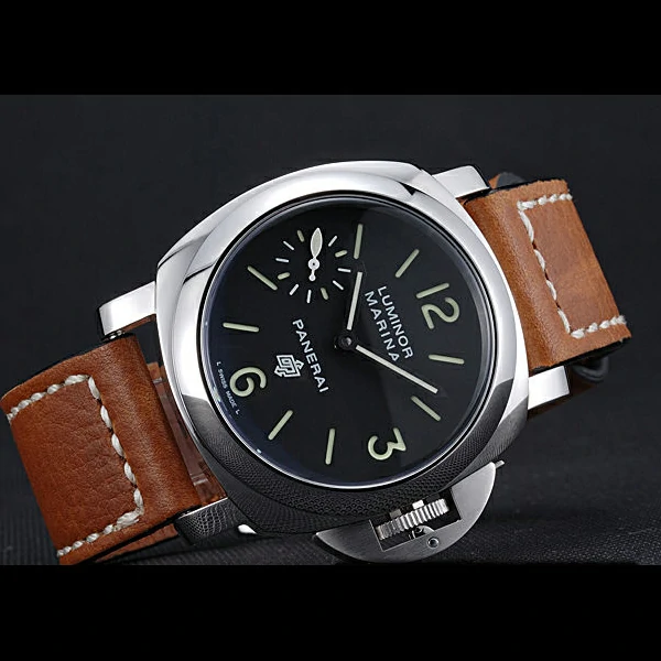 Panerai Luminor Marina Stainless Steel Bezel Brown Leather Bracelet new60209