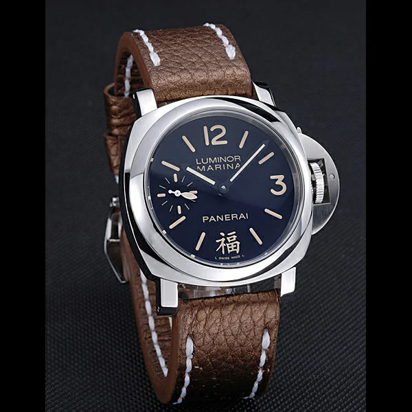 Panerai Luminor Marina Stainless Steel Bezel Brown Leather Bracelet new60210