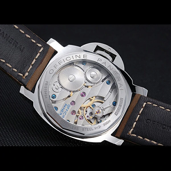 Panerai Luminor Marina Stainless Steel Bezel Khaki Leather Bracelet new60207