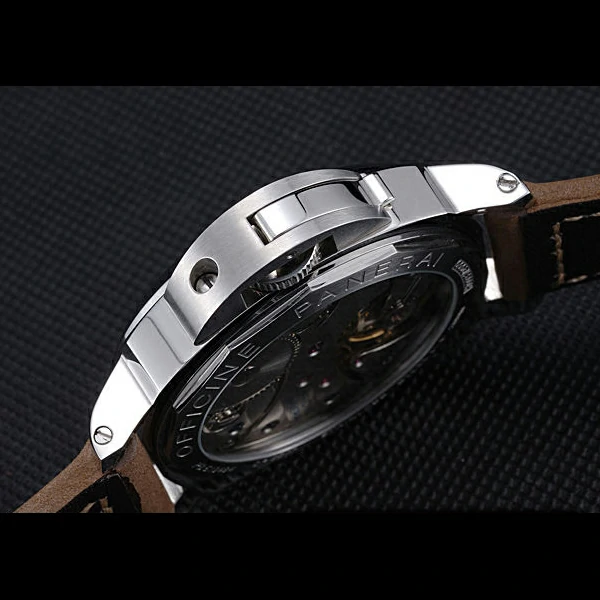 Panerai Luminor Marina Stainless Steel Bezel Khaki Leather Bracelet new60207