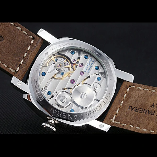 Panerai Luminor Marina Stainless Steel Bezel Khaki Leather Bracelet new60218