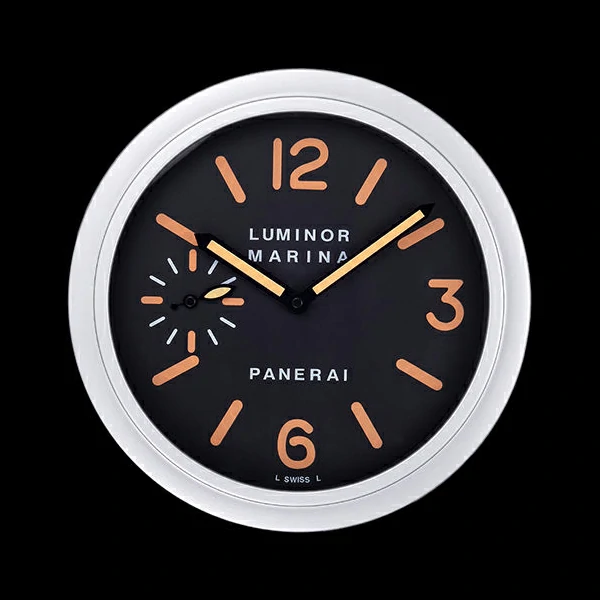 Panerai Luminor Marina Wall Clock Silver Orange new59822