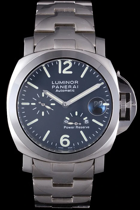 Panerai Luminor Power Reserve Black Dial Brushed Stainless Steel Bracelet new10741