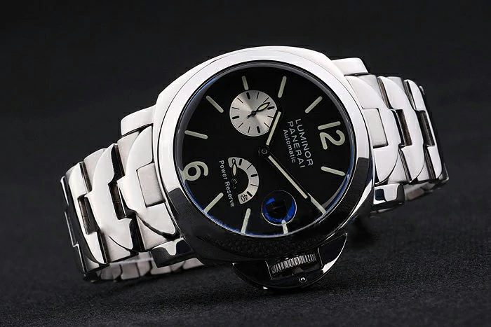 Panerai Luminor Power Reserve Black Dial Stainless Steel Bracelet new10751