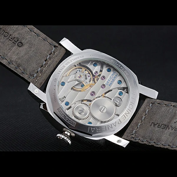 Panerai Luminor Stainless Steel Bezel Grey Leather Bracelet new60219