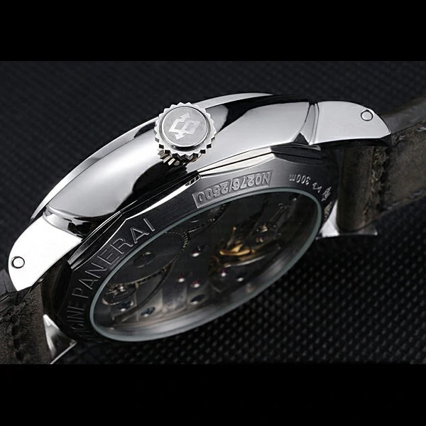 Panerai Luminor Stainless Steel Bezel Grey Leather Bracelet new60219