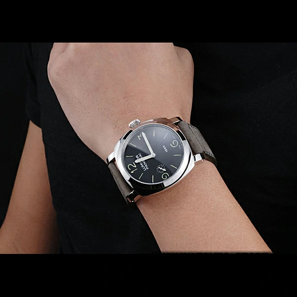 Panerai Luminor Stainless Steel Bezel Grey Leather Bracelet new60219