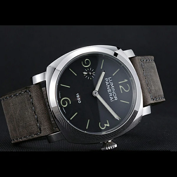 Panerai Luminor Stainless Steel Bezel Grey Leather Bracelet new60219