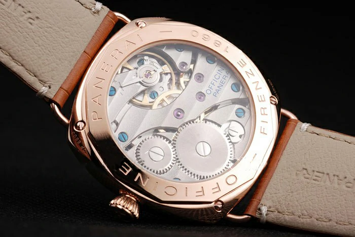 Panerai Radiomir Rose Gold Case Black Dial Brown Leather Strap new58602