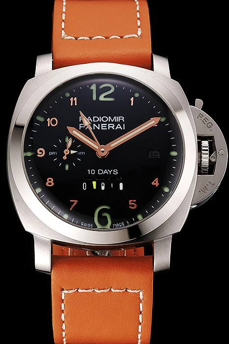Panerai Radiomir Stainless Steel Bezel Orange Leather Bracelet new119007