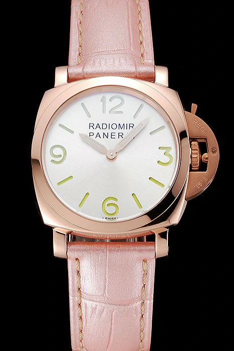 Panerai Radiomir White Dial Rose Gold Case Pink Leather Strap new123907