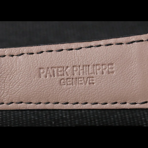 Patek Philipe Calatrava Roze Gold Polished Bezel Black Leather Bracelet new59425