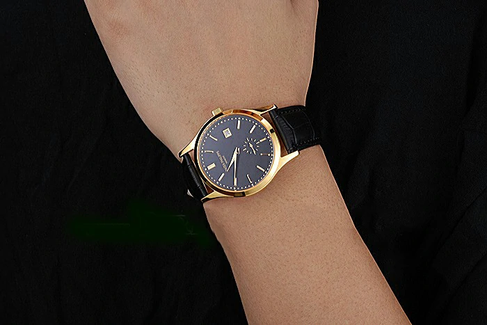 Patek Philippe Calatrava Black Dial Gold Case Black Leather Strap new120806