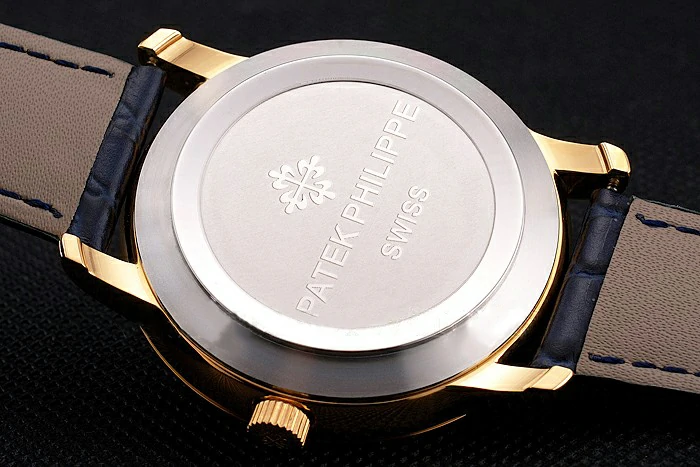 Patek Philippe Calatrava Date Blue Guilloche Dial Gold Case Blue Leather Strap new121958