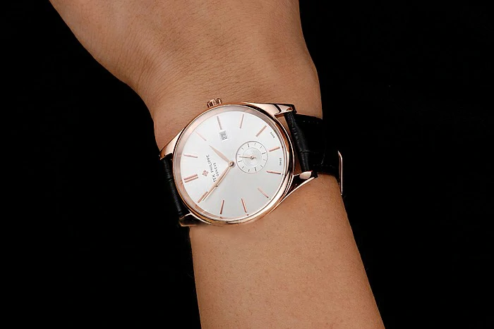 Patek Philippe Calatrava Date White Dial Rose Gold Case Black Leather Strap new122628