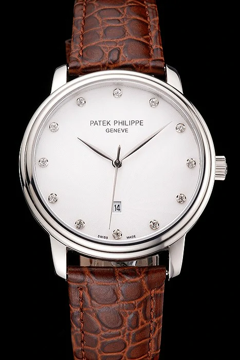 Patek Philippe Calatrava Date White Dial Stainless Steel Case Brown Leather Strap new121949