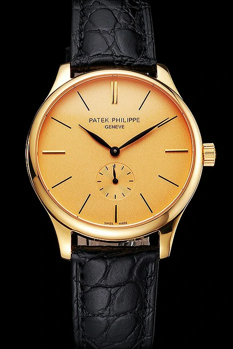 Patek Philippe Calatrava Gold Dial Gold Case Black Leather Strap new121936