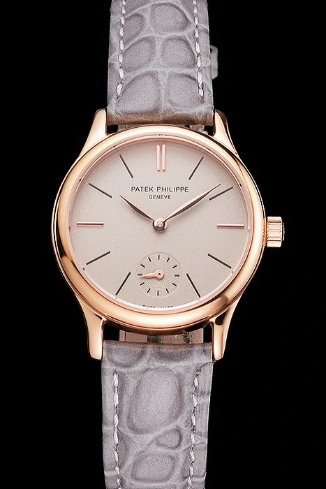 Patek Philippe Calatrava Gray Dial Rose Gold Case Gray Leather Strap new121947