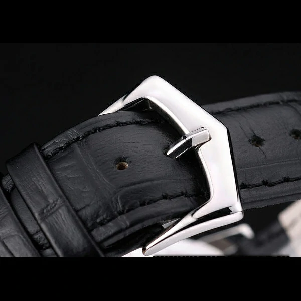 Patek Philippe Calatrava Polished Bezel Black Dial Black Leather Strap new59019