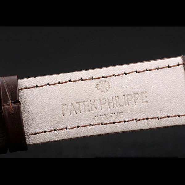 Patek Philippe Calatrava Polished Bezel Black Dial Brown Leather Strap new59013