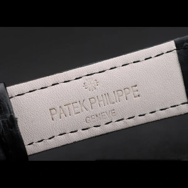Patek Philippe Calatrava Polished Bezel Grey Dial Black Leather Strap new59006