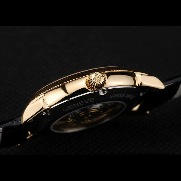 Patek Philippe Calatrava Polished Bezel Orange Dial Black Leather Strap new59008