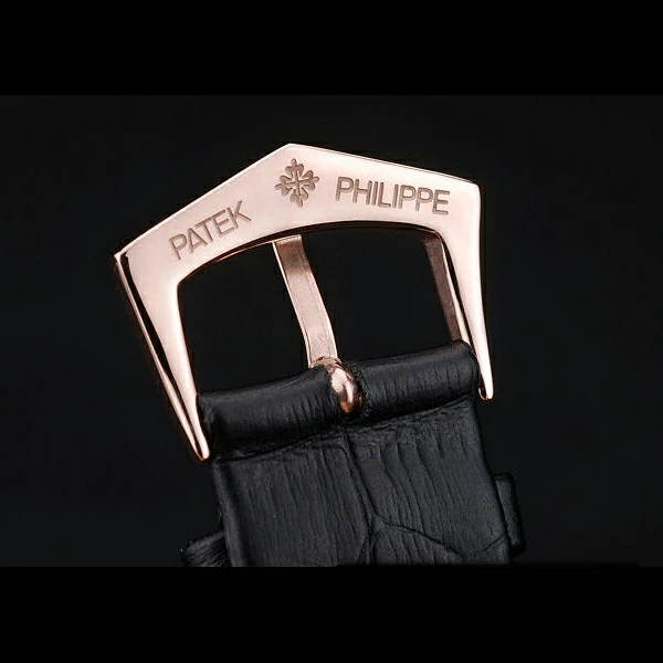Patek Philippe Calatrava Ribbed Bezel Black Dial Black Leather Strap new59016