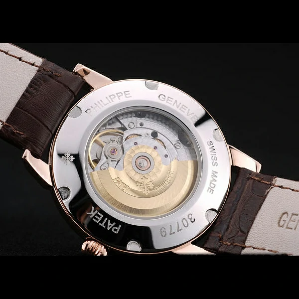 Patek Philippe Calatrava Ribbed Bezel Brown Dial Brown Leather Strap new59017